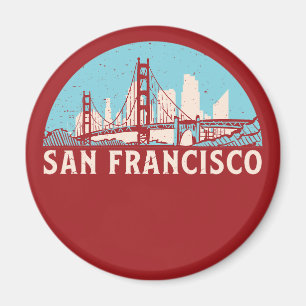 San Francisco Retro City Skyline Vintage Cityscape Magnet