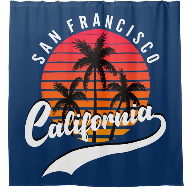 San Francisco Retro Sunset Shower Curtain (Front)