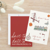 San Francisco  save the date with drawings