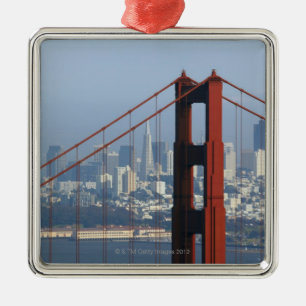San Francisco seen trough Golden Gate Bridge. Metal Tree Decoration