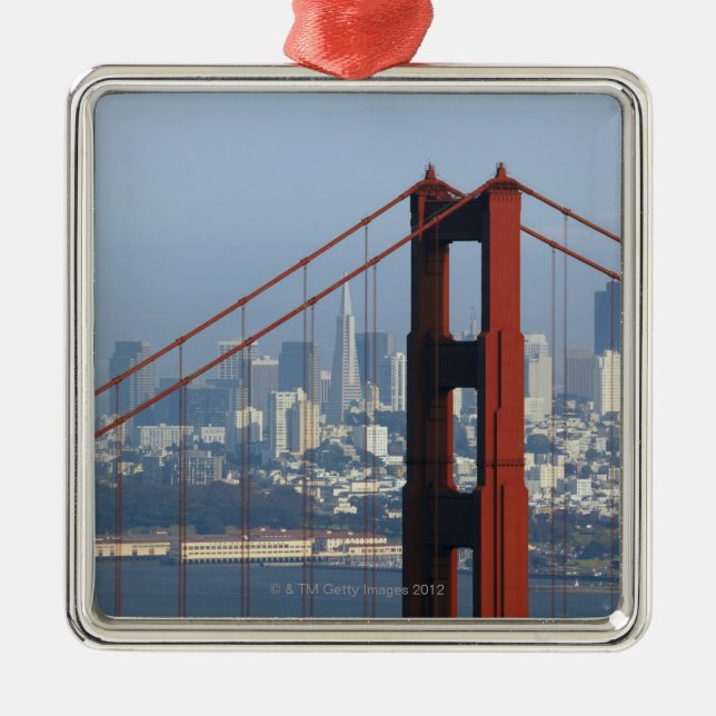 San Francisco seen trough Golden Gate Bridge. Metal Tree Decoration (Front)