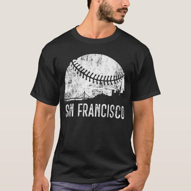 San Francisco SF City Skyline Baseball T-Shirt (Front)