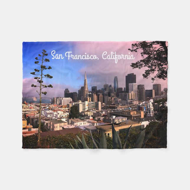 San Francisco Skyline #12 Fleece Blanket (Front (Horizontal))