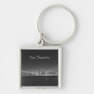 San Francisco Skyline Black White Photo Keychain