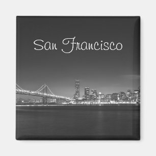 San Francisco Skyline Black White Photo Magnet