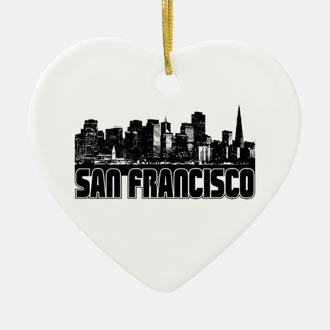 San Francisco Skyline Ceramic Tree Decoration (Front)