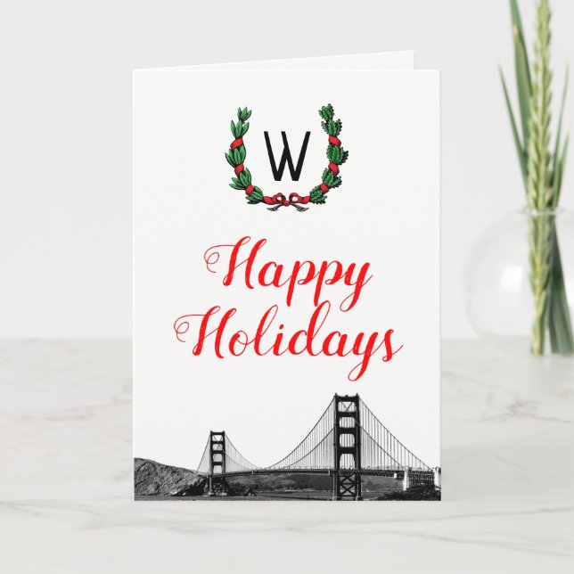 San Francisco Skyline Christmas Happy Holidays Holiday Card (Front)