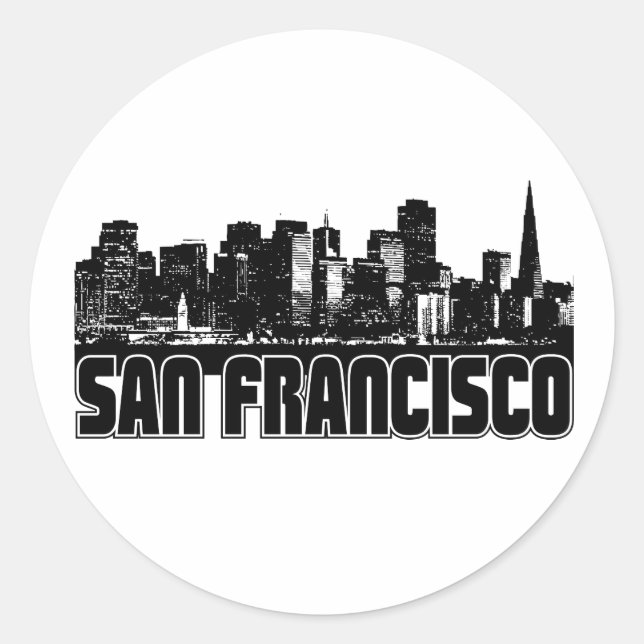 San Francisco Skyline Classic Round Sticker (Front)