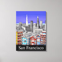 San Francisco Skyline Coloured Line Art