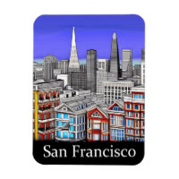 San Francisco Skyline Coloured Line Art  