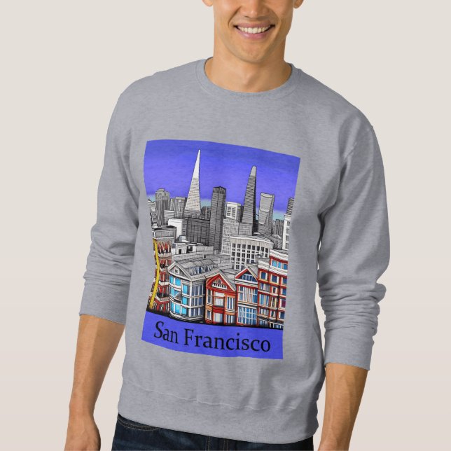 San Francisco Skyline Coloured Line Art Sweatshirt (Front)