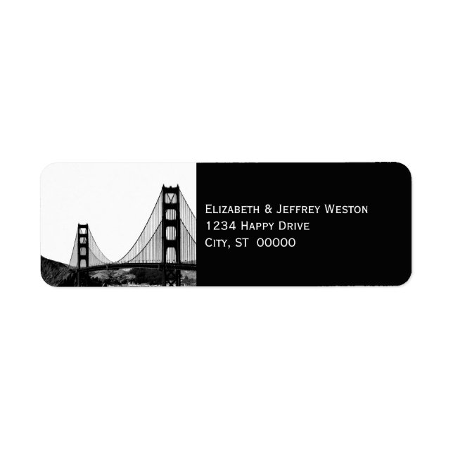San Francisco Skyline Etched Look Address Label (Front)