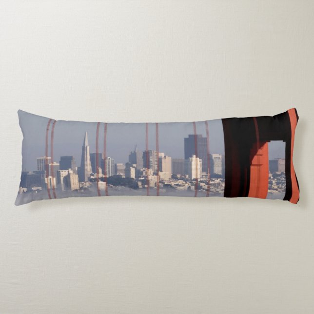 San Francisco Skyline from Golden Gate Bridge. Body Cushion (Front)