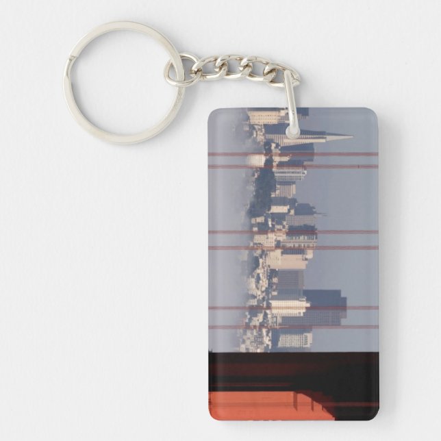 San Francisco Skyline from Golden Gate Bridge. Key Ring (Front)