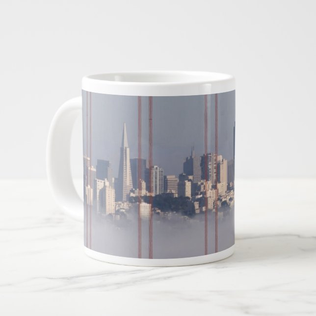 San Francisco Skyline from Golden Gate Bridge. Large Coffee Mug (Front Left)