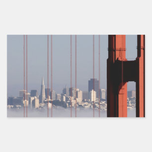 San Francisco Skyline from Golden Gate Bridge. Rectangular Sticker