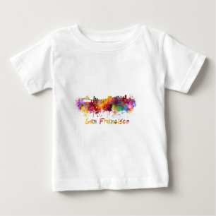 San Francisco skyline in watercolor background Baby T-Shirt