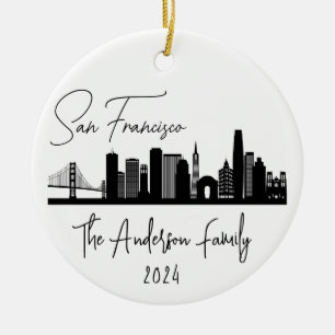 San Francisco Skyline Ornament, San Francisco Tree Ceramic Tree Decoration