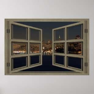 San Francisco Skyline Thru An Open Window Poster