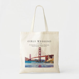 San Francisco Skyline Watercolor Girls Weekend Tote Bag