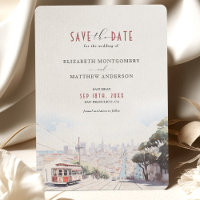 San Francisco Skyline Watercolor Save the Date 