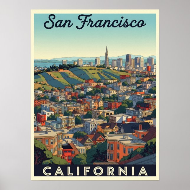 San Francisco skyline with rolling hills Poster (Front)