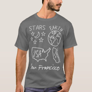 San Francisco Stars Earth USA CA White T-Shirt