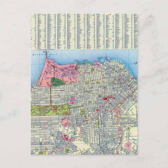 San Francisco Street Map Postcard (Front)