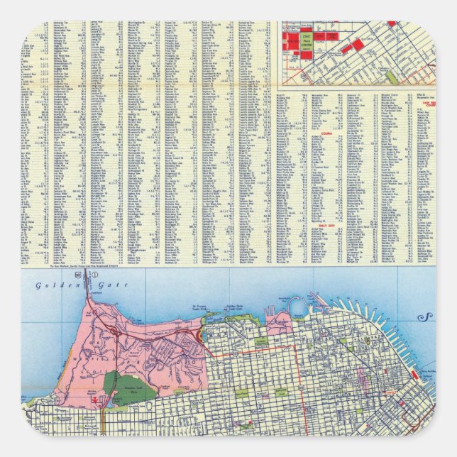 San Francisco Street Map Square Sticker (Front)