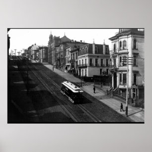 San Francisco Street with Cable Car 1901 Poster