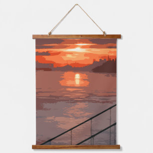 San Francisco Sunrise Retro Hanging Tapestry