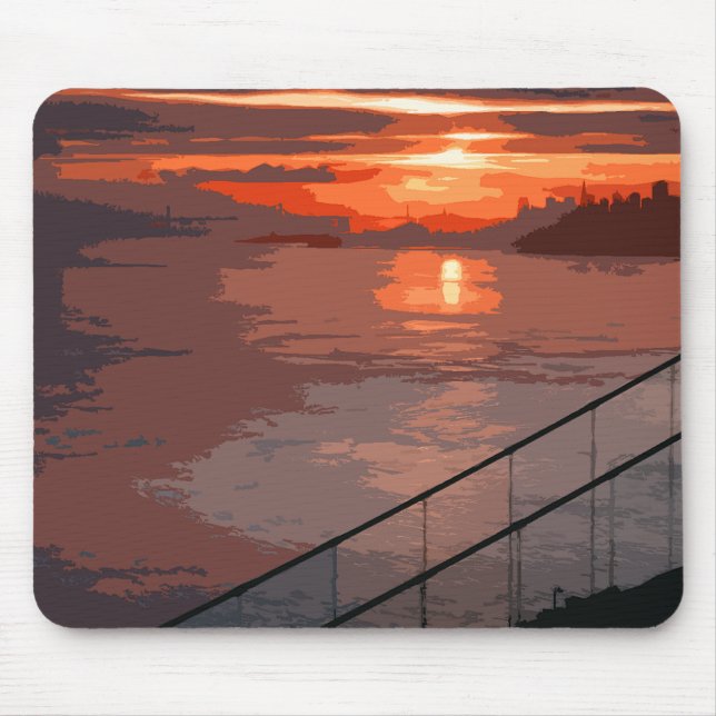 San Francisco Sunrise Retro Mouse Mat (Front)