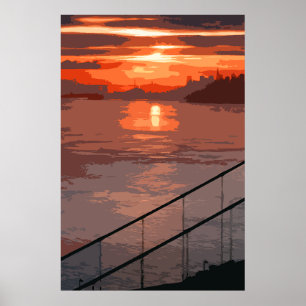 San Francisco Sunrise Retro Poster