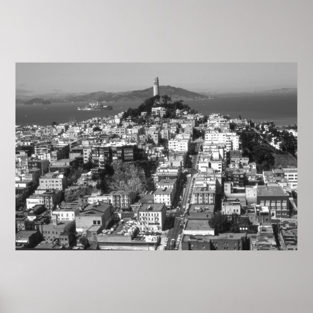 San Francisco Telegraph Hill – Black & White Photo Poster (Front)