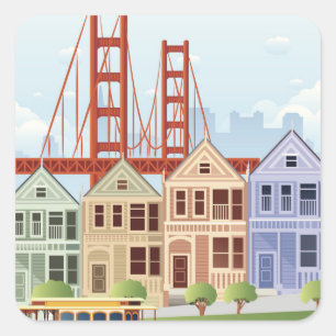 San Francisco   The Painted Ladies Square Sticker