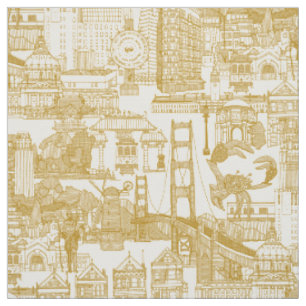 San Francisco toile gold pearl Fabric