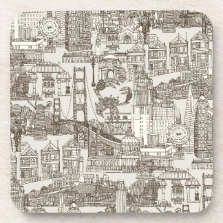 San Francisco toile tea brown strong white Coaster