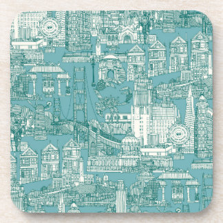 San Francisco toile viridian turquoise blue Coaster