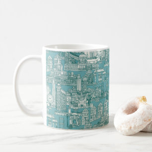 San Francisco toile viridian turquoise blue Coffee Mug