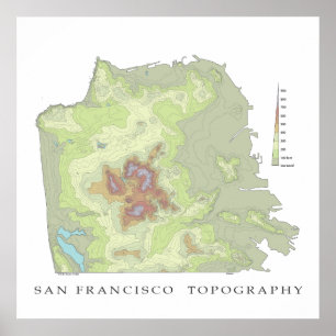 San Francisco Topo Map - White 24x24 Poster