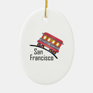 san francisco trolley ceramic tree decoration