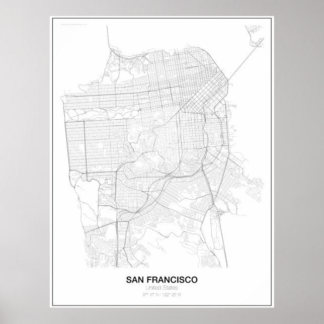 San Francisco, United States Minimalist Map Poster (Front)