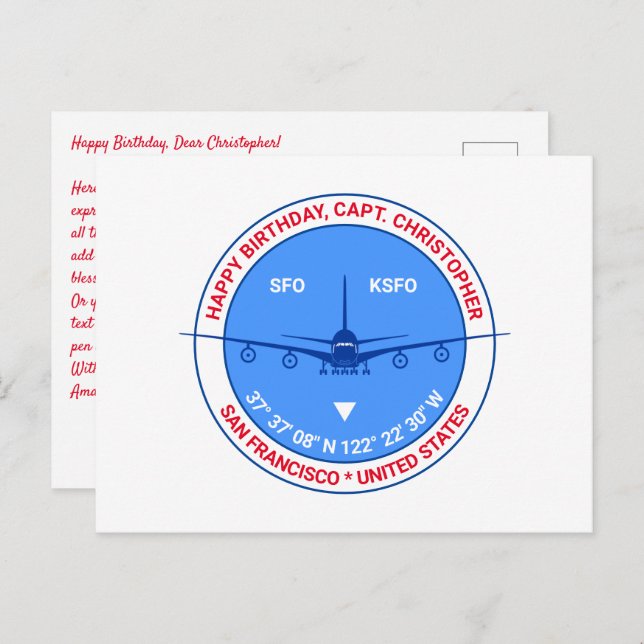 San Francisco, USA, Customisable, Cool Birthday Postcard (Front/Back)