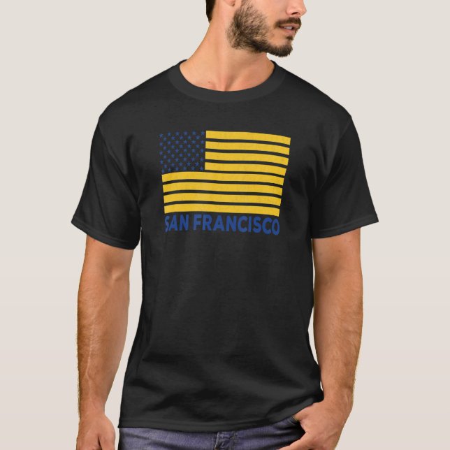 San Francisco USA Flag BlueYellow San Francisco US T-Shirt (Front)