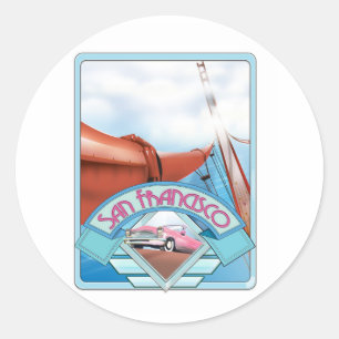 San Francisco, USA, travel poster Classic Round Sticker