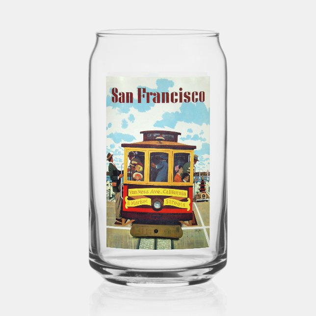 San Francisco USA Vintage Travel Can Glass (Front)