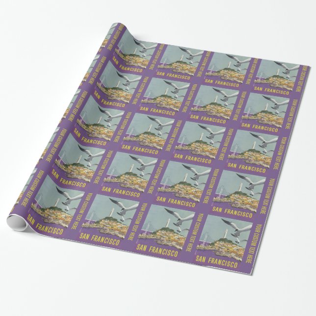 San Francisco USA Vintage Travel wrapping paper (Unrolled)