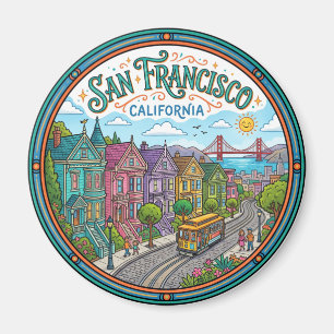 San Francisco Victorian Houses California Magnet