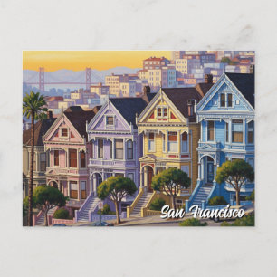 San Francisco Victorian Houses California  Postcard
