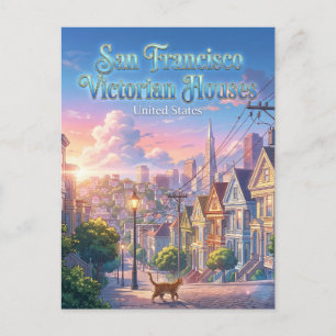 San Francisco Victorian Houses California Postcard